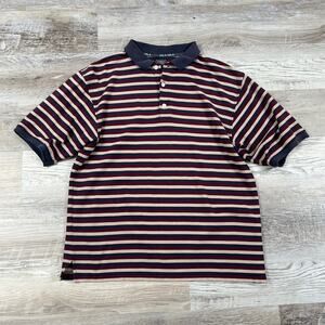 Haggar Golf Cool 18 Striped Polo Shirt Navy Red Beige Size XL